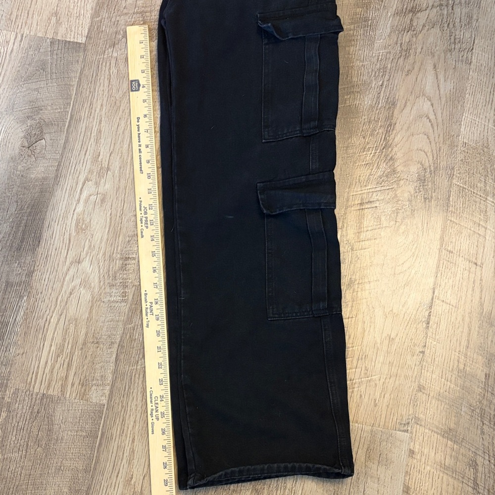 Black Wide Leg Cargo‎ Pants Women's Utility Cargo Pants - Picture 3 of 4